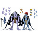 NECA Gargoyles Ultimate Goliath and Demona Vows 7-Inch Scale Action Figures pictured with accessories