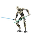 Toy figure of a general grievous  holding two lightsabers on a white background