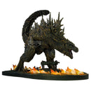 Godzilla Monster figurine with flames on a white background, featuring the Banpresto logo.