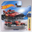 Hot Wheels Haulerback toy car in its original blister card packaging, featuring a red and black truck-style die-cast toy car with 'Haulerback' written on the side.