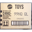 Mattel Hot Wheels Cars C4982 99NQ QL cardboard box packaging, containing an assortment of 72 pieces, photographed against a dark background.