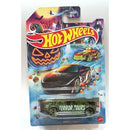 Hot Wheels die-cast toy car in its original blister packaging, featuring the 'Terror Tours' green and black bus on a colorful Halloween-themed card.