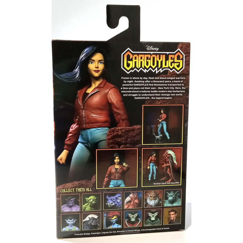 NECA Gargoyles Ultimate Elisa Maza 7-Inch Scale Action Figure (with Brooklyn’s Closed Wings), Back of Package