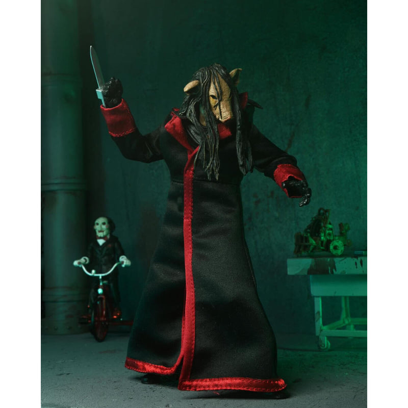 Saw Ultimate Jigsaw with Black Robe 7 Inch Scale NECA Action Figure with pig mask on