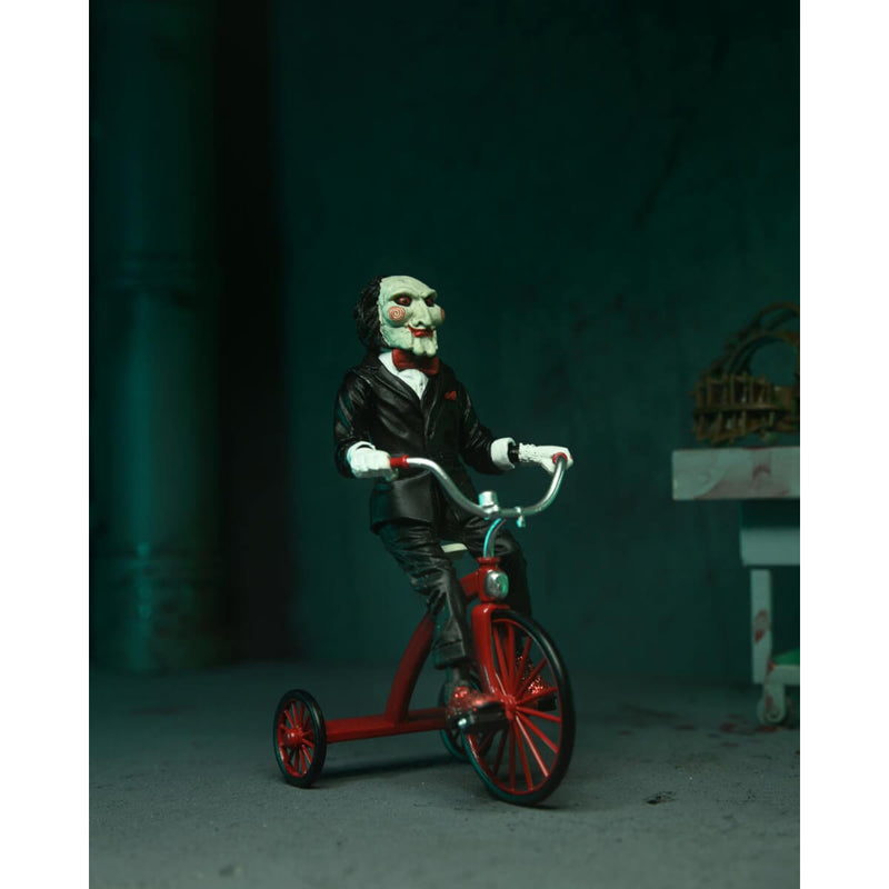 Saw Ultimate Jigsaw with Black Robe 7 Inch Scale NECA Action Figure, just billy the puppet on trike