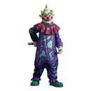 Colorful clown figurine with a purple outfit on a white background