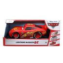 Toy car packaging featuring Lightning McQueen from Disney Pixar Cars with red and white design.