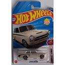 Hot Wheels Lotus Cortina toy car in packaging with 2025 edition branding.