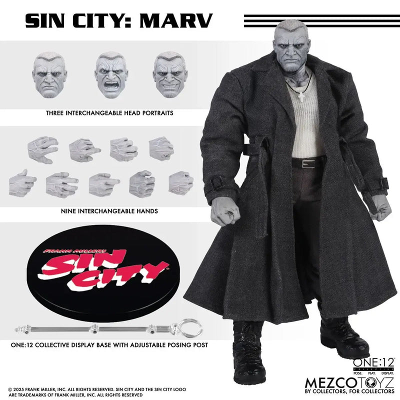 Action figure from Sin City with interchangeable parts on a white background