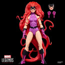 Marvel Legends action figure with red hair and purple outfit on a black background