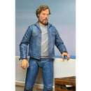 Ultimate Matt Hooper (Amity Arrival) Jaws 50th Anniversary 7” Scale Action Figure, standing up against boat