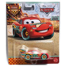 Mattel Disney Pixar Cars Lightning McQueen 2026 die-cast toy car in its original blister card packaging, featuring a red race car with teal and yellow accents.