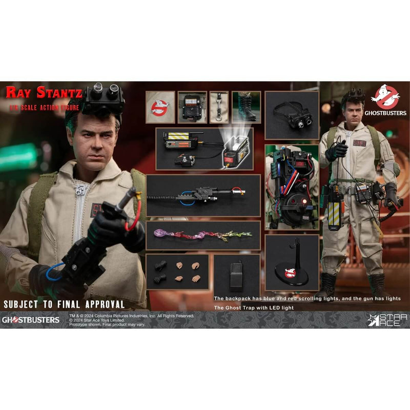 Ray Stantz Ghostbusters (1984) 1/6 Scale Action Figure - Star Ace, montage with ad and accessories