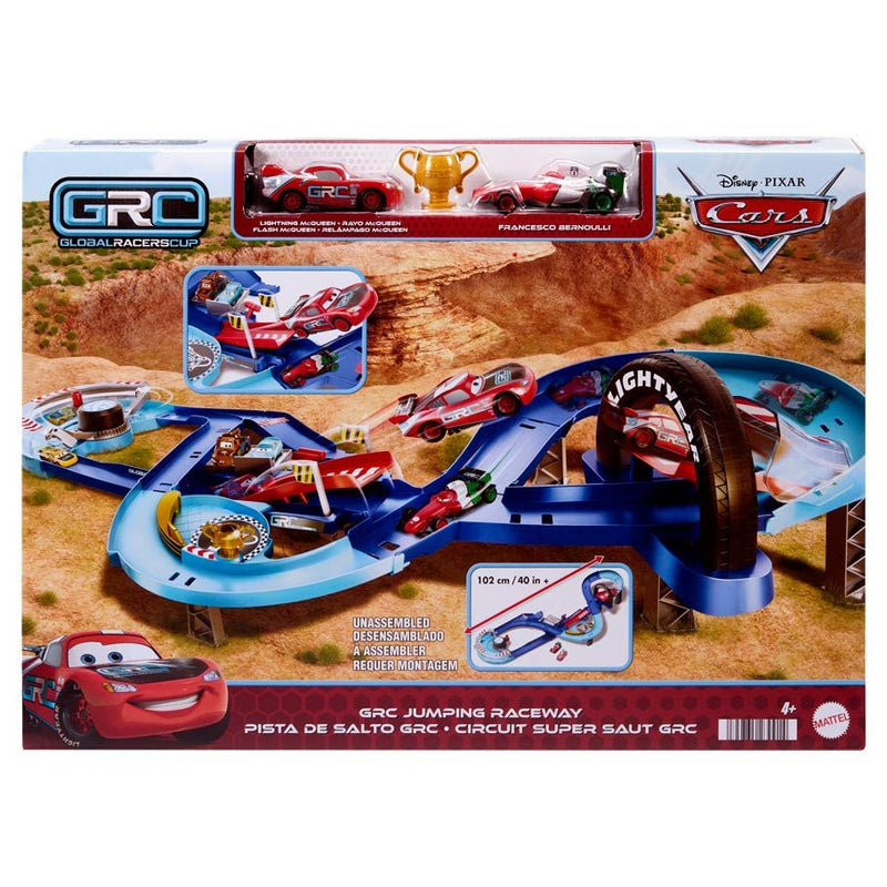 Pixar Cars Global Racers Cup Jumping Raceway in package