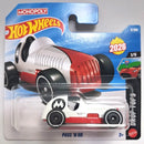 Hot Wheels Pass 'N Go die-cast toy car in its original blister card packaging, featuring a white and red design with black wheels.