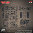Model kit parts for Ray Harryhausen's Rhedosaurus on a gray background
