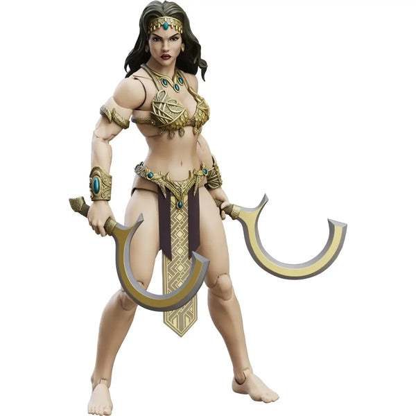 Queen of the Black Coast Action figure with armor and weapons on a white background
