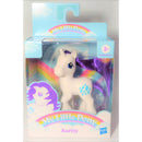 My Little Pony Rarity figure in packaging with rainbow and cloud design