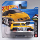 Hot Wheels Mattel toy car in its original blister card packaging, featuring a yellow and white Renault Espace F1 race car with red wheels.