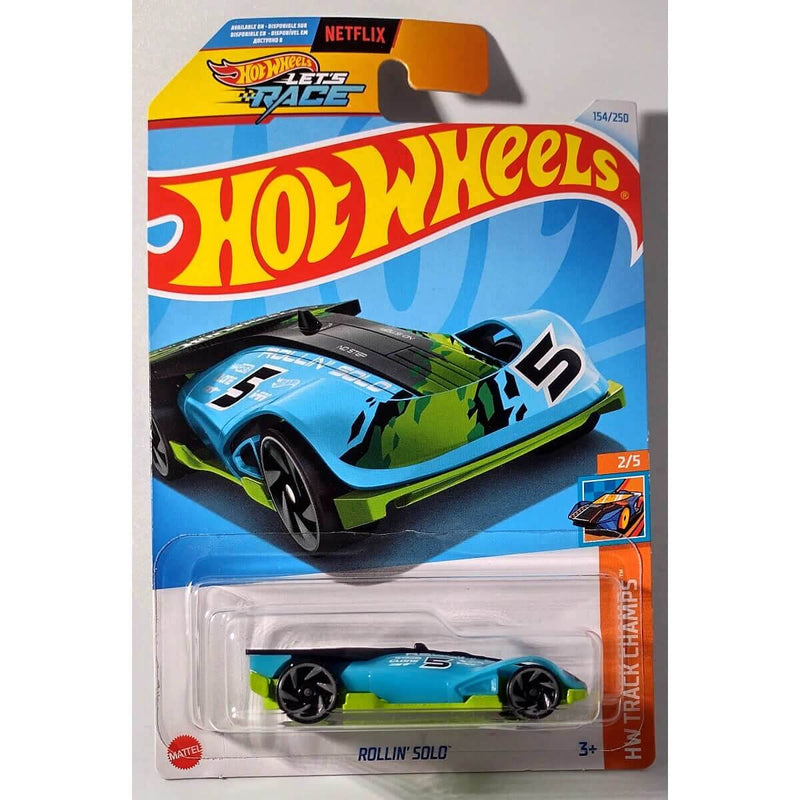 Hot Wheels 2024 Mainline HW Track Champs Series 1:64 Scale Diecast Cars (International Card) Rollin Solo in Blue