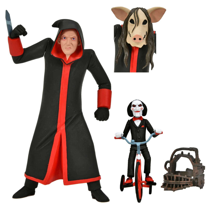 NECA Toony Terrors Saw Jigsaw Killer with Billy 6-Inch Scale Action Figure Boxed Set, unpackaged with accessories