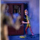 Animated character in a room with a bookshelf and floor lamp.