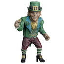 Statue of a leprechaun in traditional attire on a white background