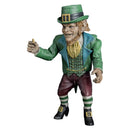 Leprechaun figurine with green hat and coat on a white background