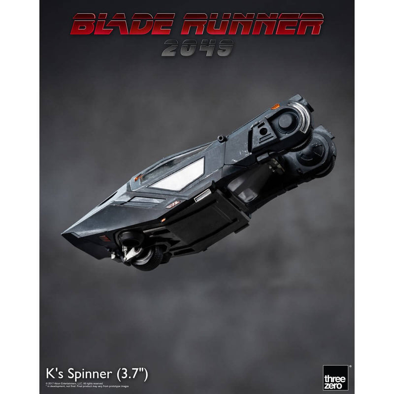 K's Spinner model from Blade Runner 2049 on a dark background with 'threezero' branding.