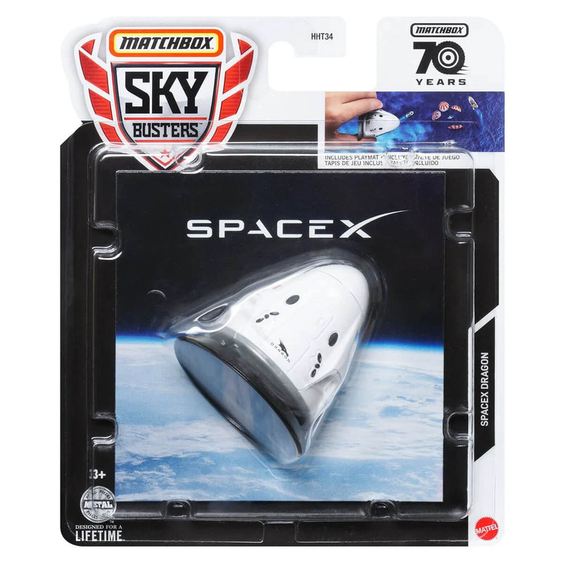 Matchbox 2023 Sky Busters (Mix 4) 1:64 Scale Die-Cast Vehicles, SpaceX Dragon