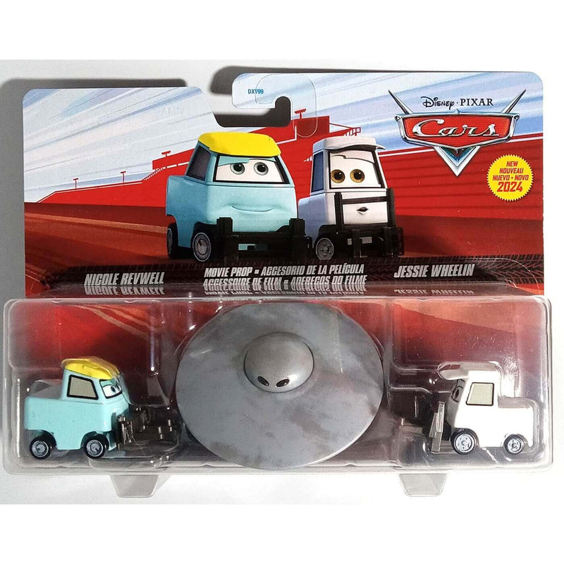 Pixar Cars Character Cars 1:55 Scale 2-Pack: Nicole Revwell, Movie Prop, and Jessie Wheelin