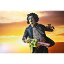 Pretty Woman Leatherface (Texas Chainsaw 50th) Ultimate 7" Scale NECA Action Figure, in front of sunset