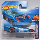 Hot Wheels Supercharged Piston de Course die-cast toy car in its original blister card packaging, featuring a blue car with red and white graphics.