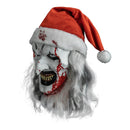 Horror-themed mask with Santa hat on a white background