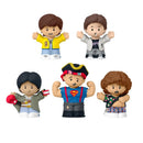 Set of five the goonies toy figures in different outfits on a white background