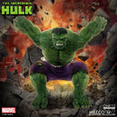 Green Hulk figure with purple pants in a dynamic pose against a fiery background, featuring 'The Incredible Hulk' branding.