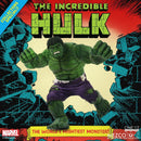 Mezco Toyz The Incredible Hulk action figure with Marvel branding on a colorful background