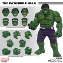 Marvel Hulk action figure with interchangeable parts on a white background