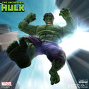 Marvel Hulk action figure with 'The Incredible Hulk' logo and Mezco Toyz branding.