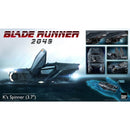 Blade Runner 2049 K's Spinner model kit with detailed views and Threezero branding.