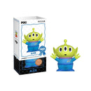 Toy figure of an alien character from Pixar with packaging on a white background
