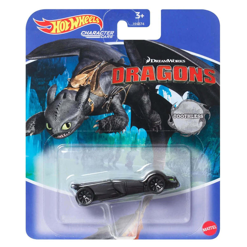 Hot Wheels 2023 DreamWorks Character Cars 1:64 Scale Diecast Vehicles Dragons Toothless HNY14