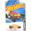 A Hot Wheels '2 Jet Z' toy car in its original blister card packaging, featuring a yellow and pink race car with black wheels on a blue background.