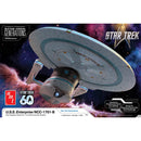 Front packaging artwork for Star Trek Generations U.S.S. Enterprise NCC-1701-B Model Kit in 1:000 Scale