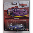 Disney Pixar Cars toy car in packaging with race track background