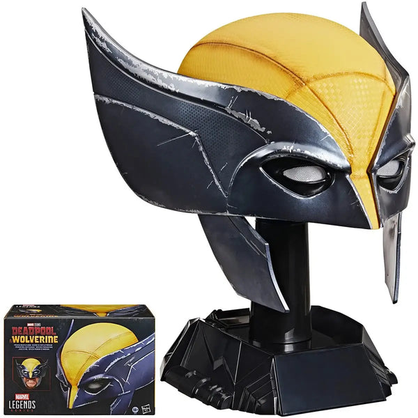 Deadpool & Wolverine Marvel Legends Series Wolverine Premium Roleplay Mask displayed on stand and shown in packaging