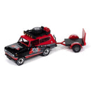 Model truck with trailer on a white background