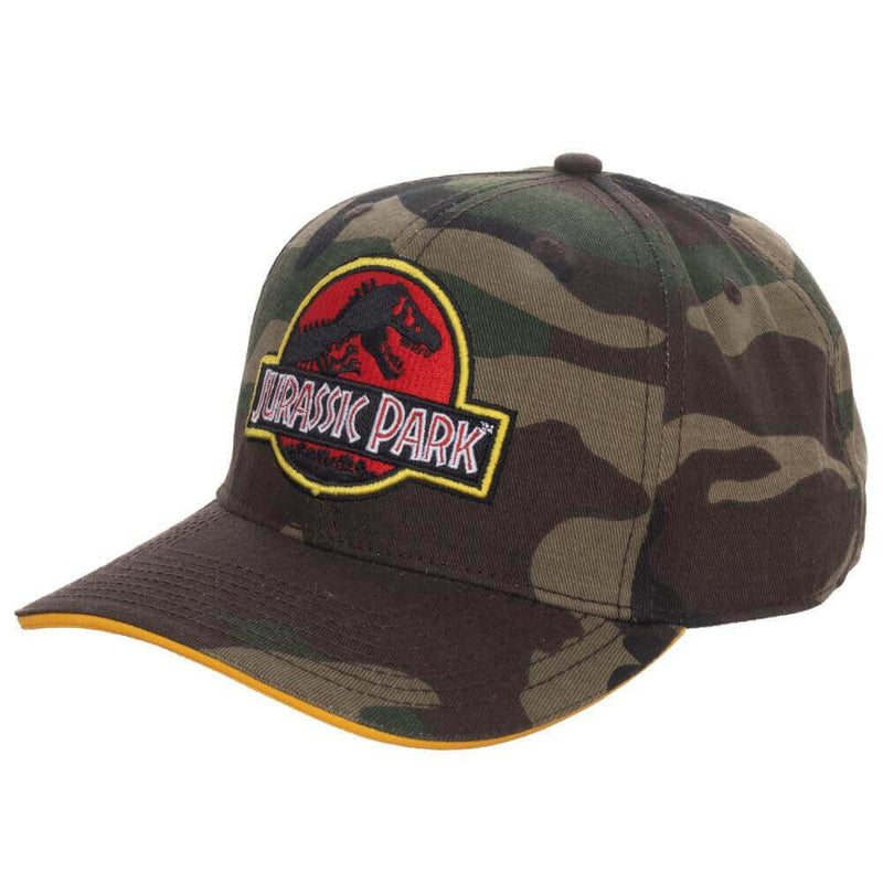Bioworld Jurassic Park Logo Camo Curved Bill Snapback Hat/Cap side view