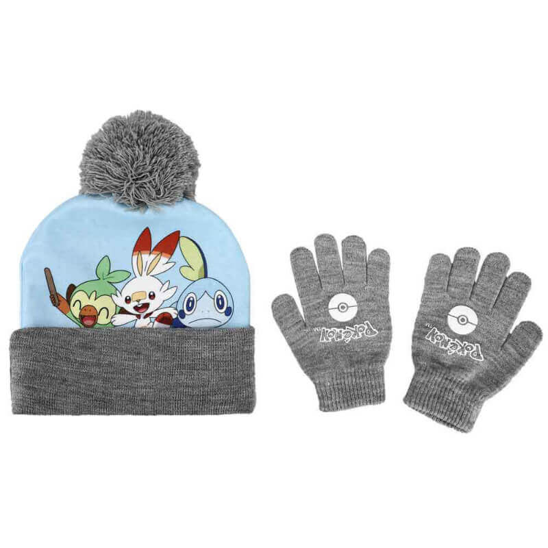 Pokemon Characters Youth Beanie and Glove Set