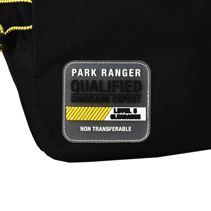 Bioworld Jurassic Park Qualified Park Ranger Backpack, closeup of Park Ranger badge